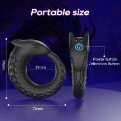 3.47" Black Rechargeable Waterproof Silicone Vibrating Cock Ring – 10 Vibrating Modes