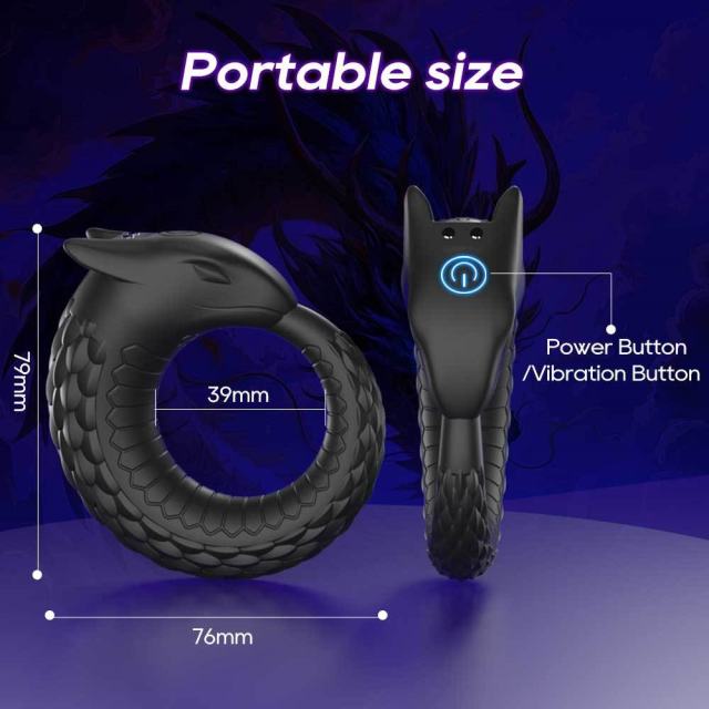 3.47" Black Rechargeable Waterproof Silicone Vibrating Cock Ring – 10 Vibrating Modes