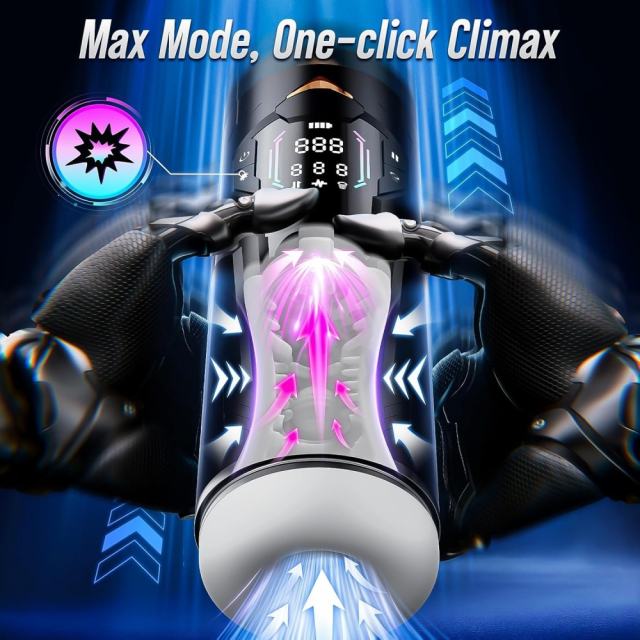 10.44" Black & White Rechargeable Waterproof TPE + ABS App-Controlled Automatic Male Masturbator – 7 Vibrating + 7 Suction + 7 Thrusting Modes