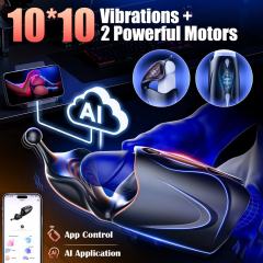 6.90" Black Rechargeable Waterproof Silicone App-Controlled Male Masturbator – 10 Vibrating Modes