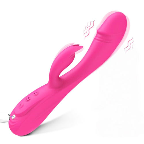 8.39" Magenta Rechargeable Waterproof Silicone + ABS Rabbit Vibrator – 7 Vibrating Modes