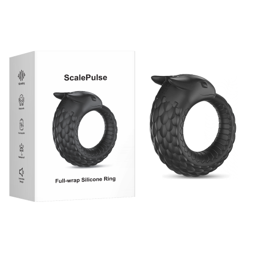 3.47" Black Rechargeable Waterproof Silicone Vibrating Cock Ring – 10 Vibrating Modes