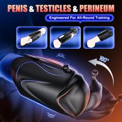 6.90" Black Rechargeable Waterproof Silicone App-Controlled Male Masturbator – 10 Vibrating Modes