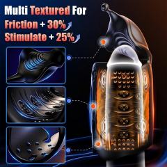 6.90" Black Rechargeable Waterproof Silicone App-Controlled Male Masturbator – 10 Vibrating Modes