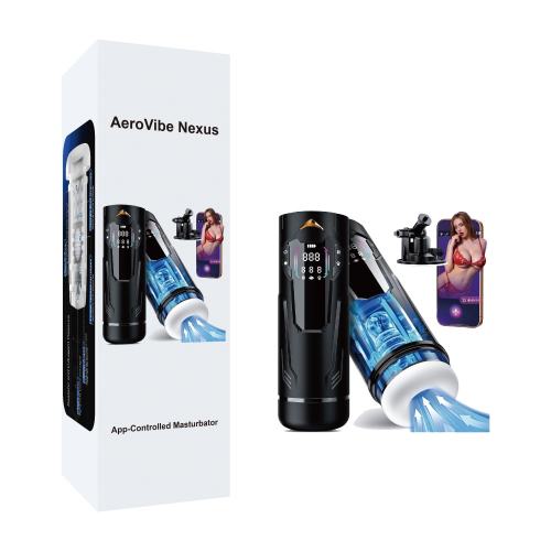 Customizable 10.44" Black & White Rechargeable Waterproof TPE + ABS App-Controlled Automatic Male Masturbator – 7 Vibrating + 7 Suction + 7 Thrusting Modes
