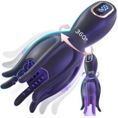 6.70" Black Rechargeable Waterproof Silicone Rotating Massager with Digital Display – 9 Vibrating + 9 Rotating Modes
