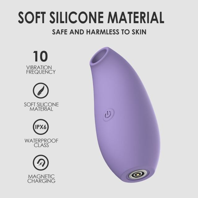 4.02" White & Purple Rechargeable Waterproof Silicone Clitoral Suction Stimulator – 10 Suction Modes