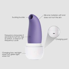 4.02" White & Purple Rechargeable Waterproof Silicone Clitoral Suction Stimulator – 10 Suction Modes