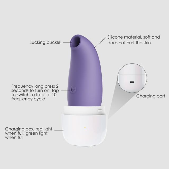 4.02" White & Purple Rechargeable Waterproof Silicone Clitoral Suction Stimulator – 10 Suction Modes