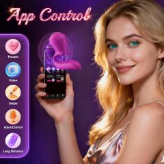 5.91" Purple Rechargeable Waterproof Silicone + ABS App-Controlled Wearable Vibrator – 10 Vibrating + 10 Swinging Modes