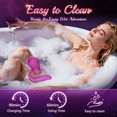 5.91" Purple Rechargeable Waterproof Silicone + ABS App-Controlled Wearable Vibrator – 10 Vibrating + 10 Swinging Modes