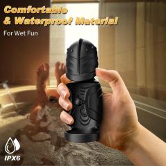 5.48" Black Rechargeable Waterproof Silicone Rotating Male Masturbator – 10 Vibrating + 10 Rotating Modes