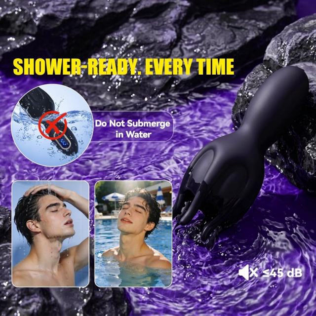 6.70" Black Rechargeable Waterproof Silicone Rotating Massager with Digital Display – 9 Vibrating + 9 Rotating Modes