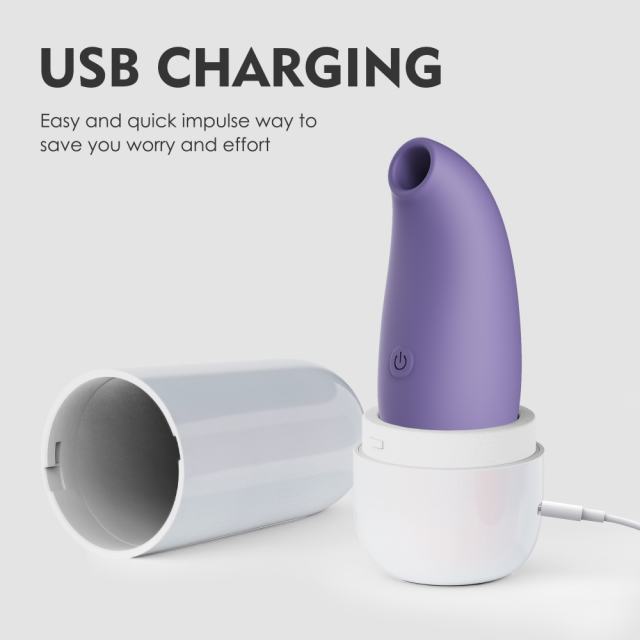 4.02" White & Purple Rechargeable Waterproof Silicone Clitoral Suction Stimulator – 10 Suction Modes
