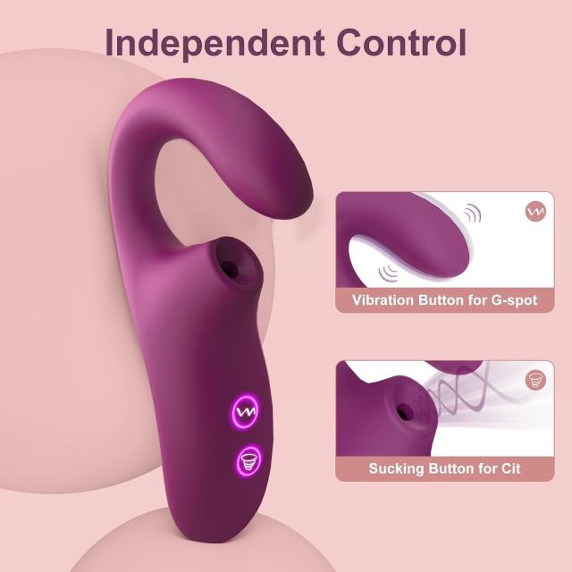 7.09" Dark Purple Rechargeable Waterproof Silicone Suction Vibrator – 10 Vibrating + 10 Suction Modes