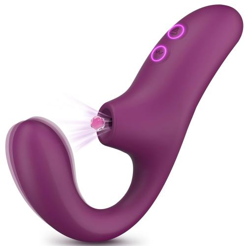 7.09" Dark Purple Rechargeable Waterproof Silicone Suction Vibrator – 10 Vibrating + 10 Suction Modes