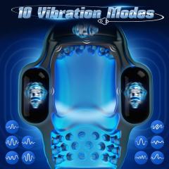 Black Rechargeable Waterproof Silicone App-Controlled Male Masturbator – 9 Vibrating Modes