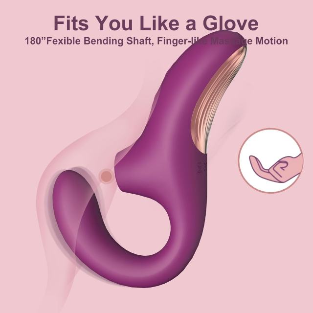 7.09" Dark Purple Rechargeable Waterproof Silicone Suction Vibrator – 10 Vibrating + 10 Suction Modes