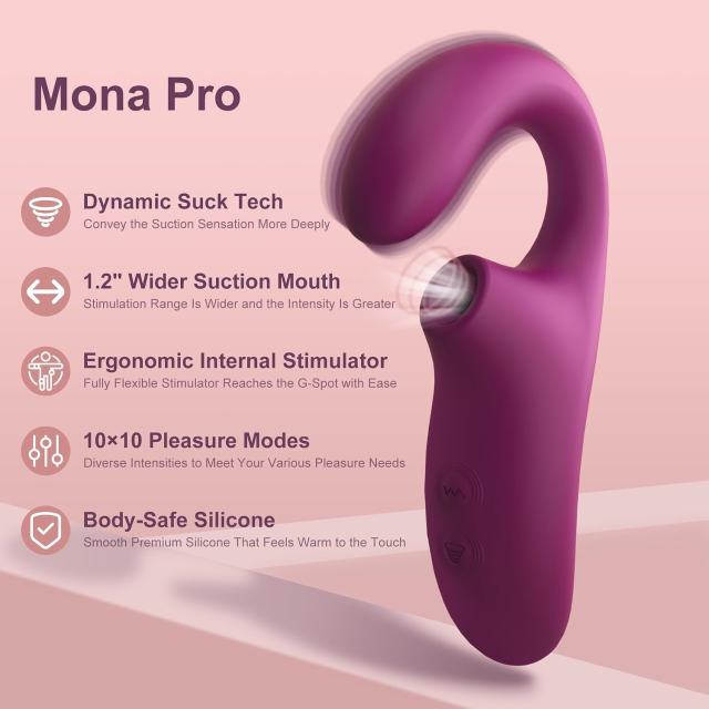 7.09" Dark Purple Rechargeable Waterproof Silicone Suction Vibrator – 10 Vibrating + 10 Suction Modes