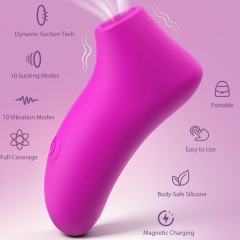 Purple Rechargeable Waterproof Silicone Clitoral Suction Massager – 10 Suction Modes