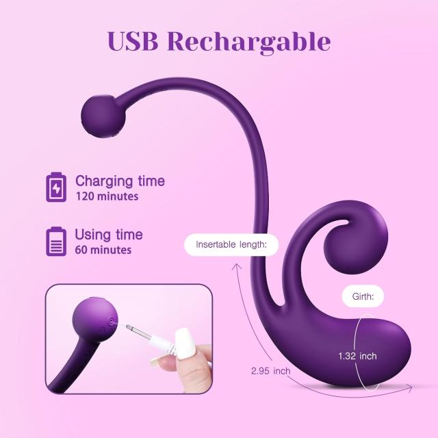 Dark Purple Rechargeable Waterproof Silicone Remote-Controlled Wearable Vibrator – 9 Vibrating Modes