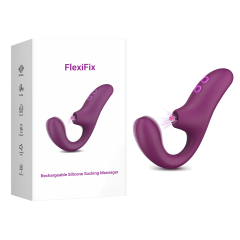 7.09" Dark Purple Rechargeable Waterproof Silicone Suction Vibrator – 10 Vibrating + 10 Suction Modes