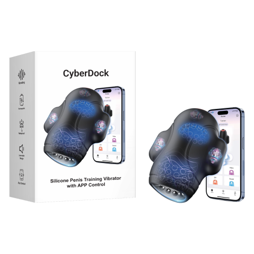 Black Rechargeable Waterproof Silicone App-Controlled Male Masturbator – 9 Vibrating Modes