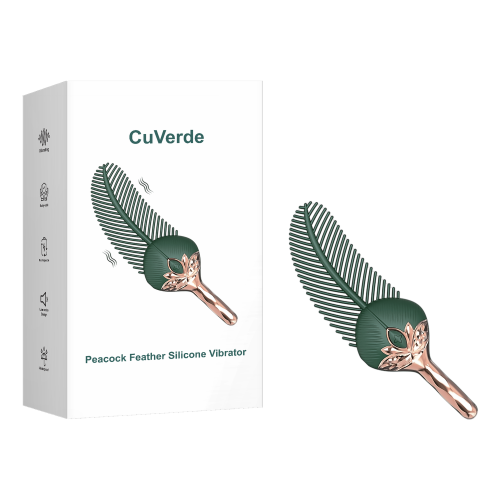 7.49" Green & Gold Rechargeable Waterproof Silicone Feather-Style Vibrator – 10 Vibrating Modes