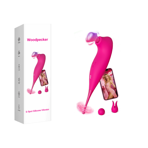 8.00" Magenta Rechargeable Waterproof Silicone App-Controlled Suction Vibrator with 2 Interchangeable Silicone Attachments – 10 Vibrating + 10 Suction Modes