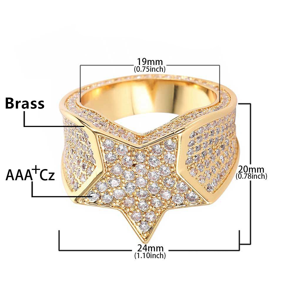 Magitaco 5Pcs 18K Gold Plated Bling Pinky Ring Simulated Diamond Iced Out  Ring Big Star Square CZ Punky Rappers Ring Cool Hip Hop Ring for  Men|Amazon.com