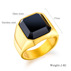 Black Stone Stainless Steel Ring