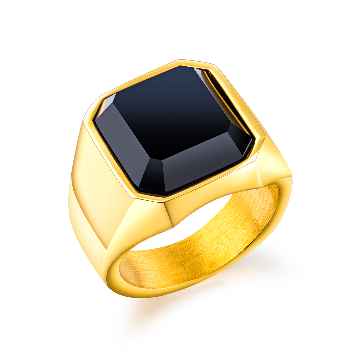 Black Stone Stainless Steel Ring
