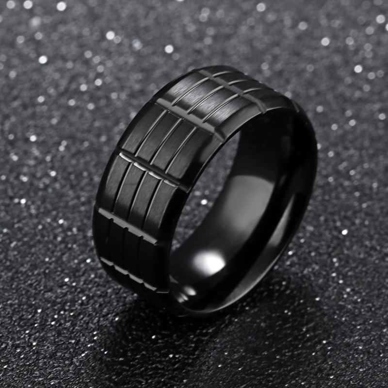 Black Stainless Steel Mens Ring