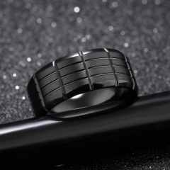 Black Stainless Steel Mens Ring