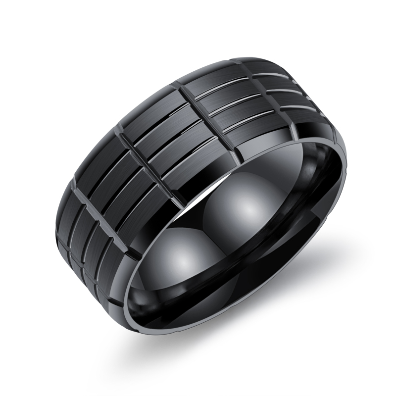 Black Stainless Steel Mens Ring