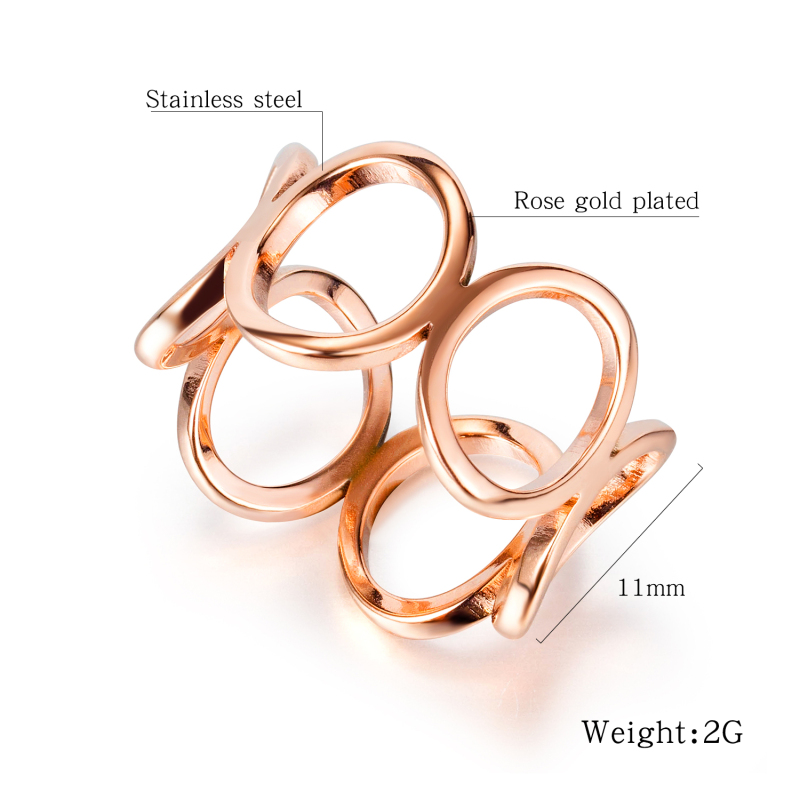 Rose Gold Women Elegant Round Ring