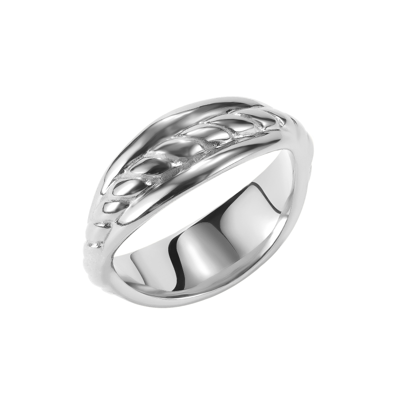 Wheat Sheaf Engraved Stainless Steel Wedding Ring