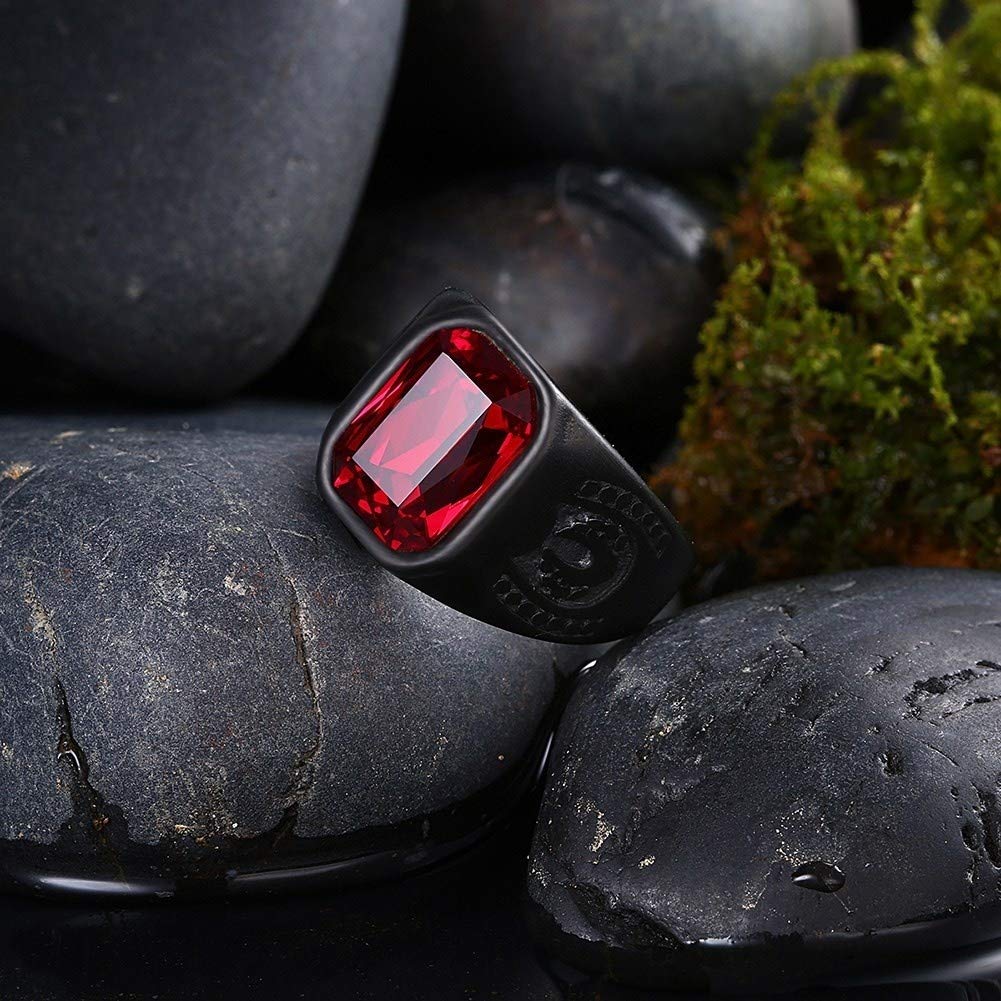 Stainless Steel Ruby Ring