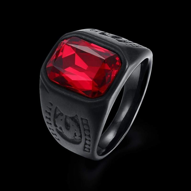 Stainless Steel Ruby Ring