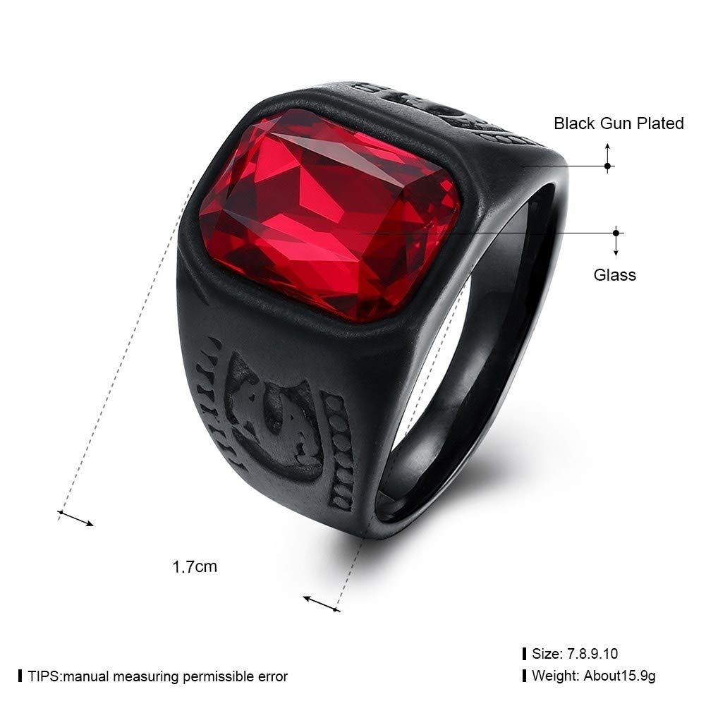 Stainless Steel Ruby Ring