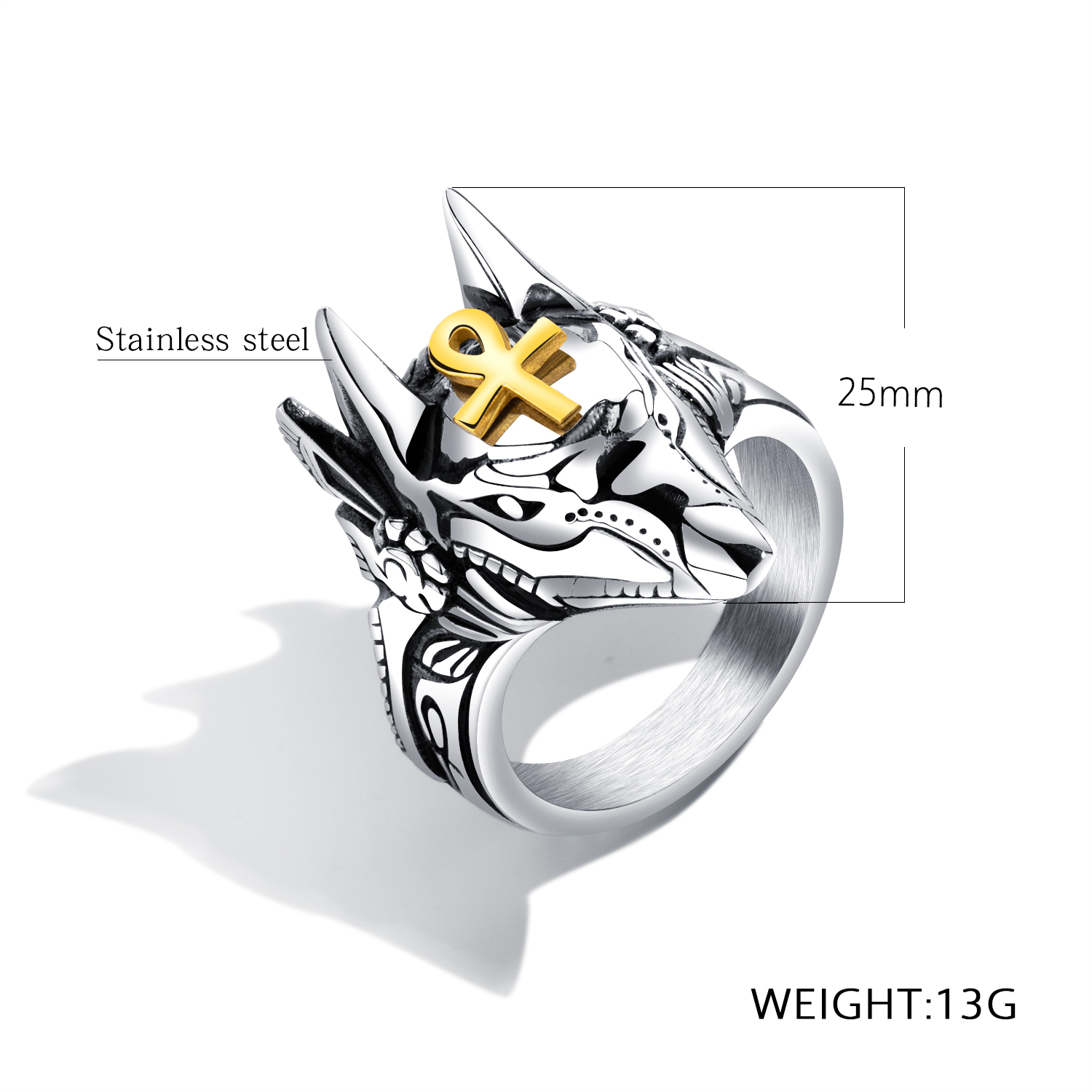 Stainless Steel Wolf Ring