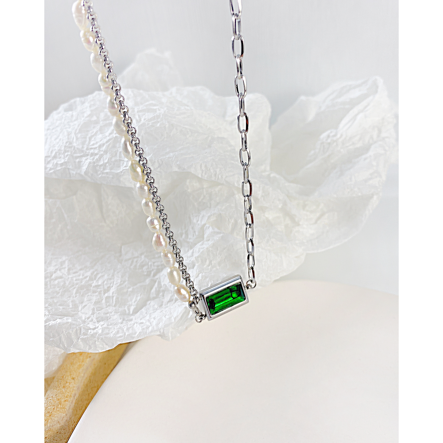 Gemstone Stainless Steel Necklace