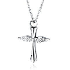 Stainless Steel Cross Wings Necklace