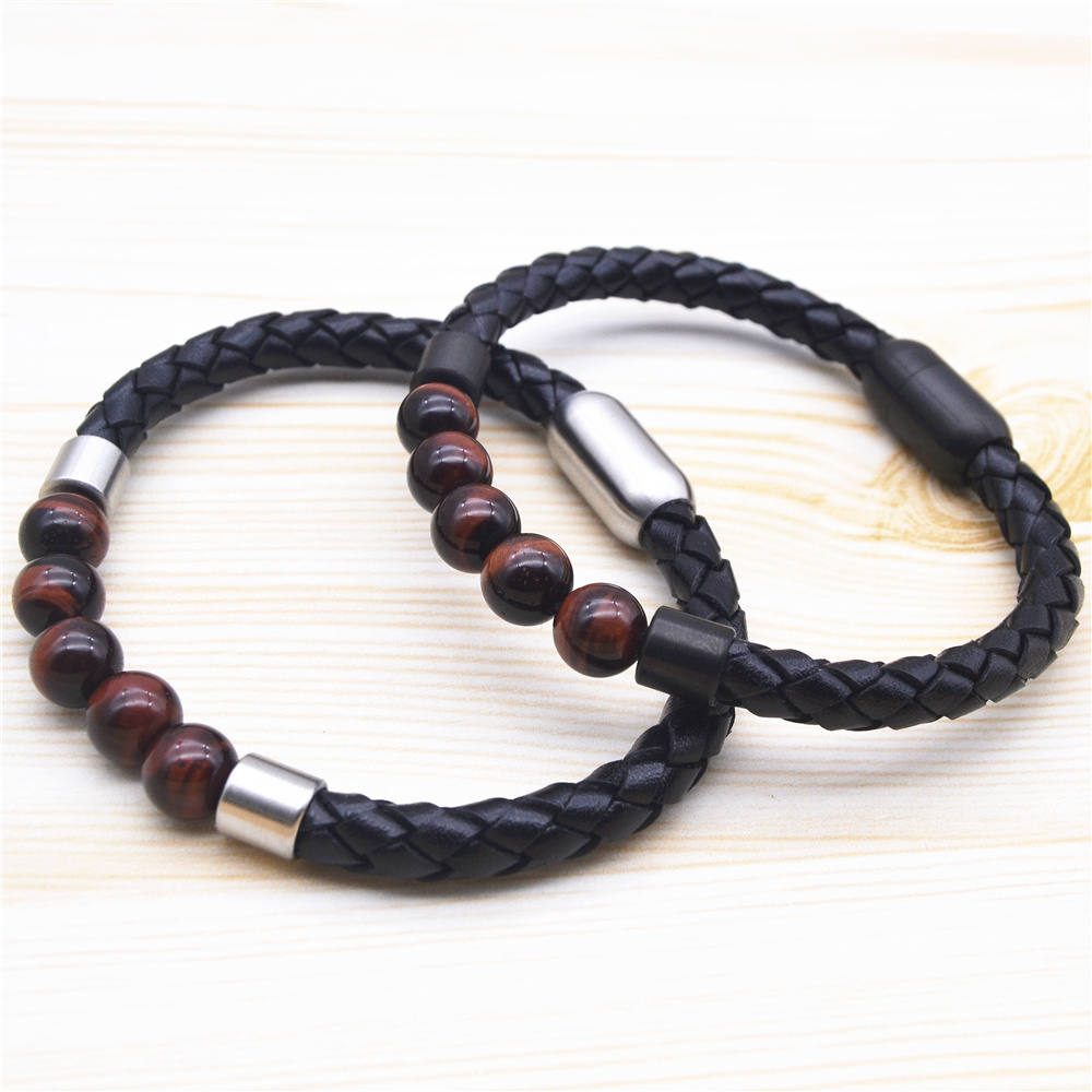 Black leather bracelet