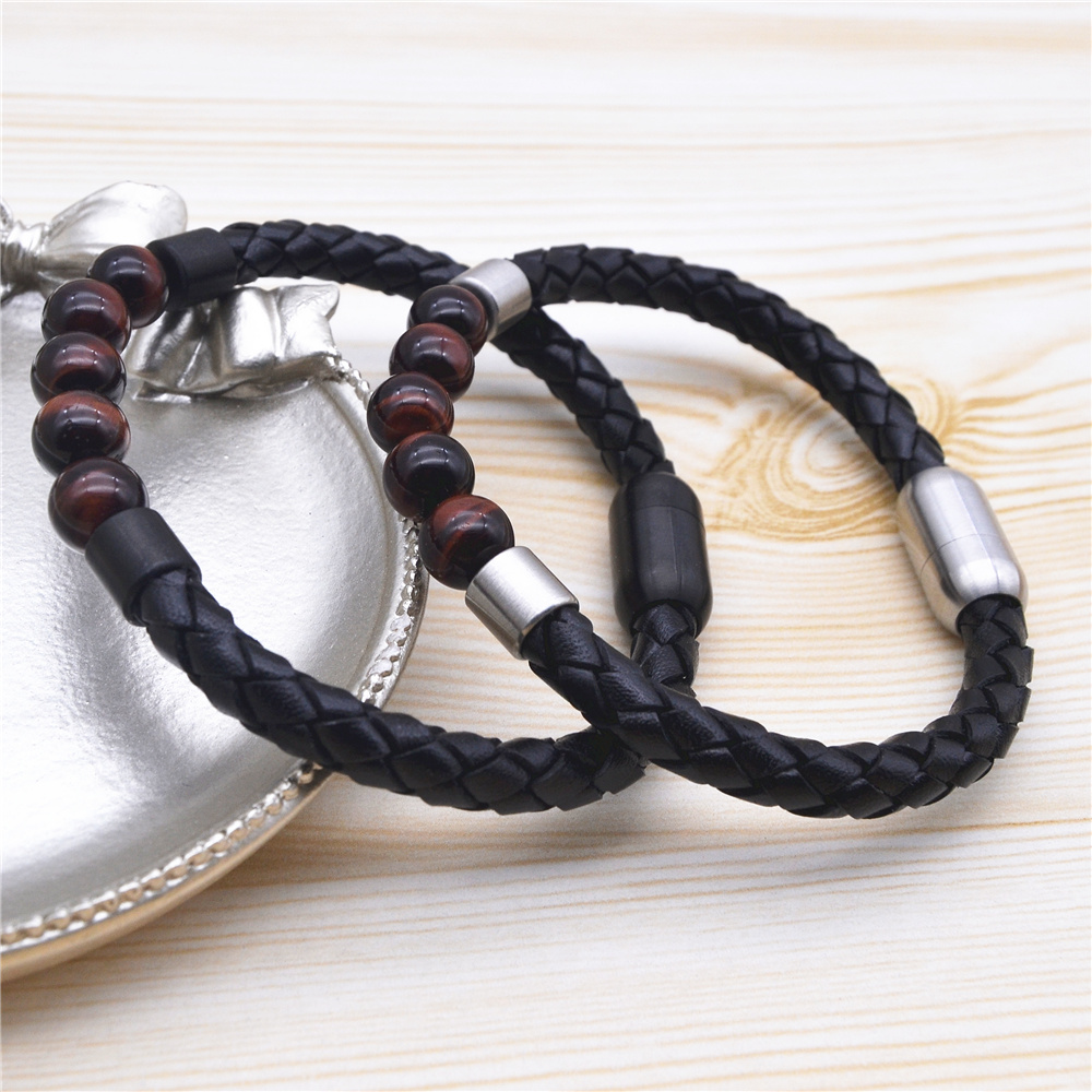 Black leather bracelet