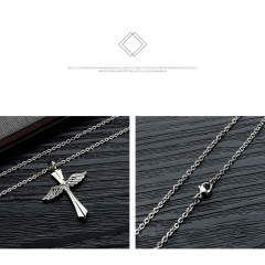 Stainless Steel Cross Wings Necklace