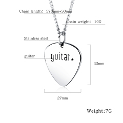 Stainless Steel Guitar Pick Necklace