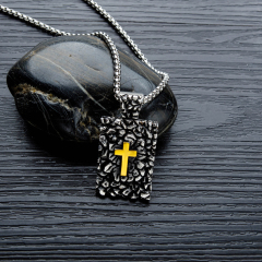 Stainless Steel Black Cross Necklace