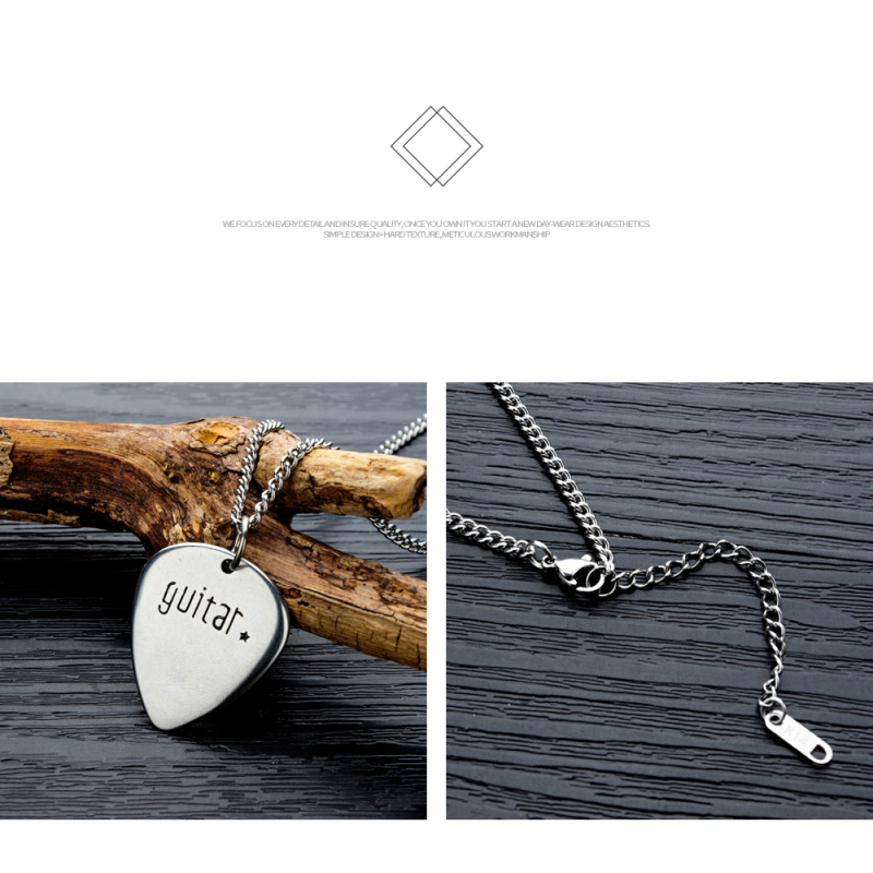 Stainless Steel Guitar Pick Necklace