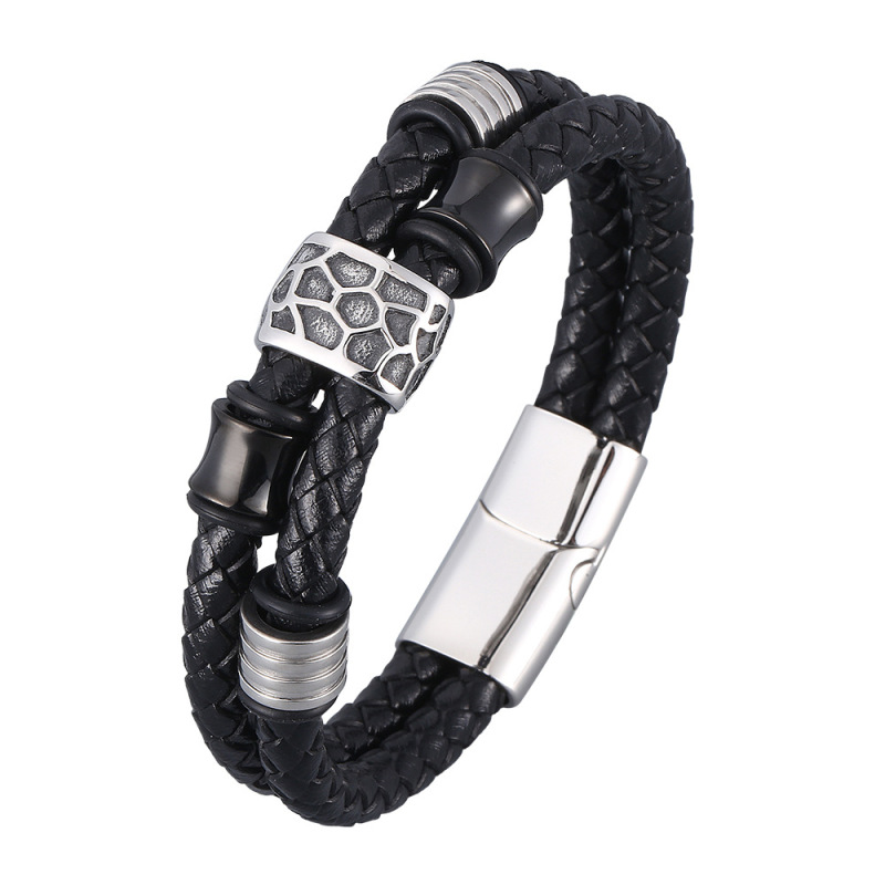 Mens leather bracelet engraved